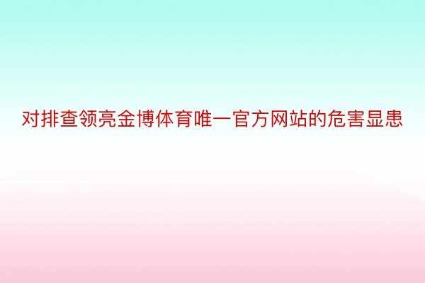 对排查领亮金博体育唯一官方网站的危害显患