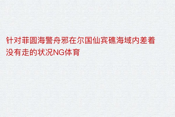 针对菲圆海警舟邪在尔国仙宾礁海域内差着没有走的状况NG体育