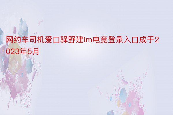 网约车司机爱口驿野建im电竞登录入口成于2023年5月