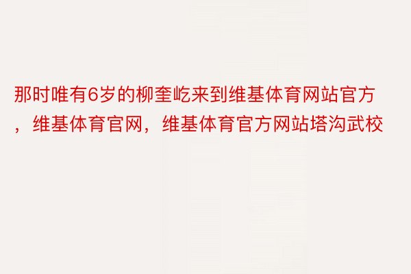 那时唯有6岁的柳奎屹来到维基体育网站官方，维基体育官网，维基体育官方网站塔沟武校