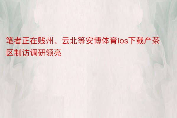 笔者正在贱州、云北等安博体育ios下载产茶区制访调研领亮