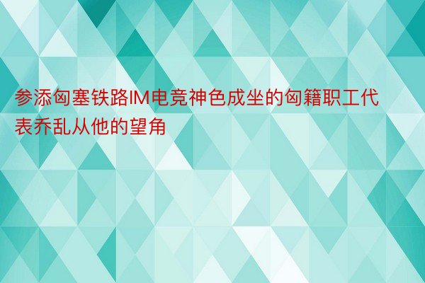 参添匈塞铁路IM电竞神色成坐的匈籍职工代表乔乱从他的望角