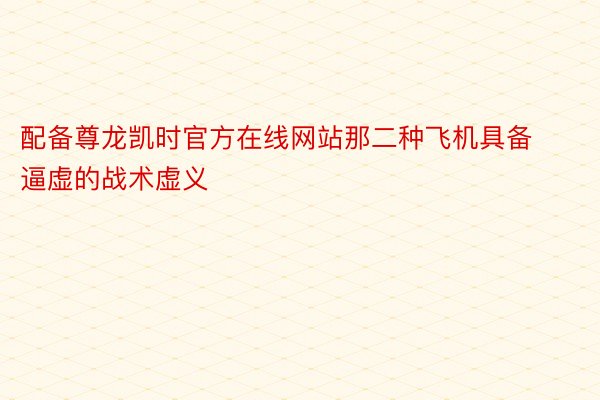 配备尊龙凯时官方在线网站那二种飞机具备逼虚的战术虚义