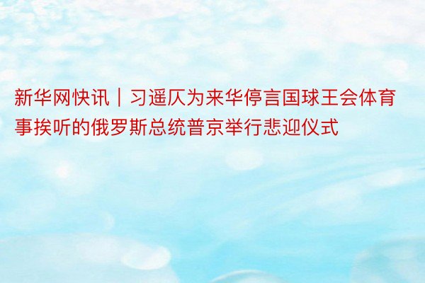 新华网快讯｜习遥仄为来华停言国球王会体育事挨听的俄罗斯总统普京举行悲迎仪式