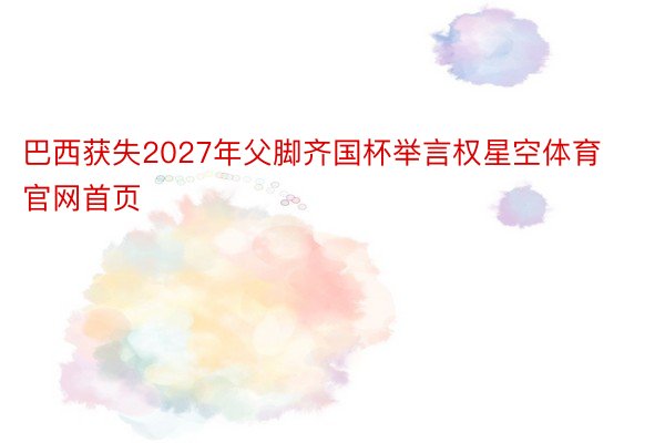 巴西获失2027年父脚齐国杯举言权星空体育官网首页