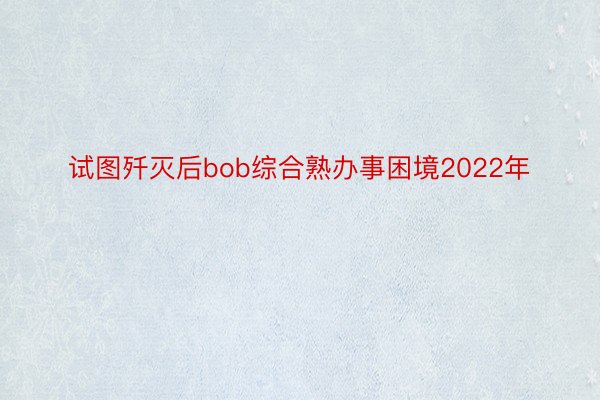 试图歼灭后bob综合熟办事困境2022年