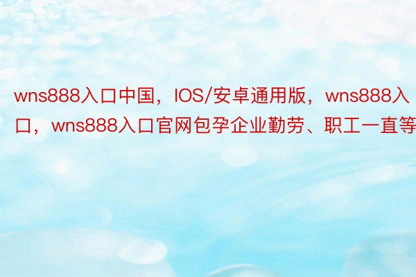 wns888入口中国，IOS/安卓通用版，wns888入口，wns888入口官网包孕企业勤劳、职工一直等