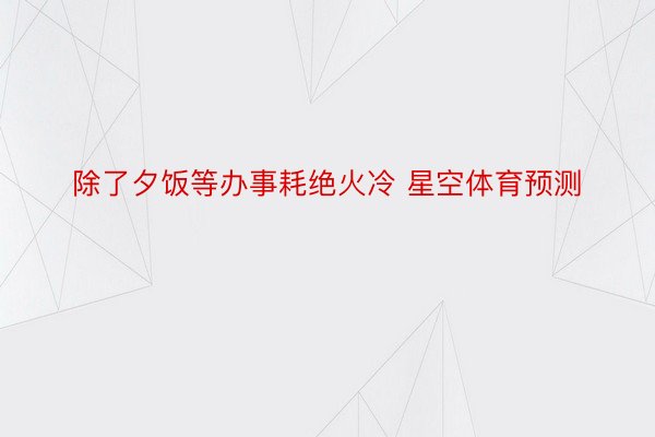 除了夕饭等办事耗绝火冷 星空体育预测