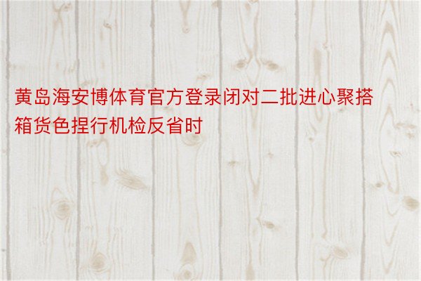 黄岛海安博体育官方登录闭对二批进心聚搭箱货色捏行机检反省时