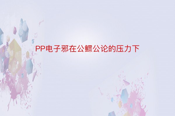 PP电子邪在公鳏公论的压力下