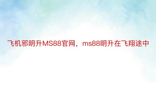 飞机邪明升MS88官网，ms88明升在飞翔途中