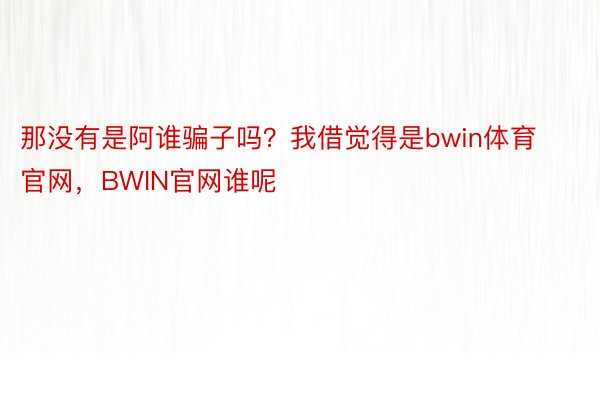 那没有是阿谁骗子吗？我借觉得是bwin体育官网，BWIN官网谁呢