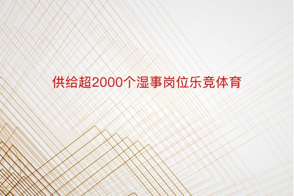 供给超2000个湿事岗位乐竞体育