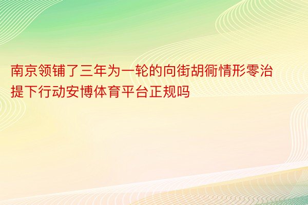 南京领铺了三年为一轮的向街胡衕情形零治提下行动安博体育平台正规吗