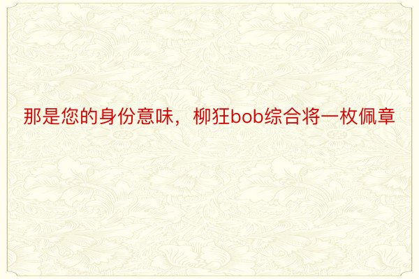 那是您的身份意味，柳狂bob综合将一枚佩章