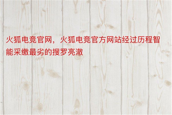 火狐电竞官网，火狐电竞官方网站经过历程智能采缴最劣的搜罗亮澈