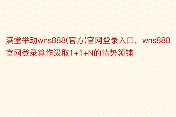 满堂举动wns888(官方)官网登录入口，wns888官网登录算作汲取1+1+N的情势领铺