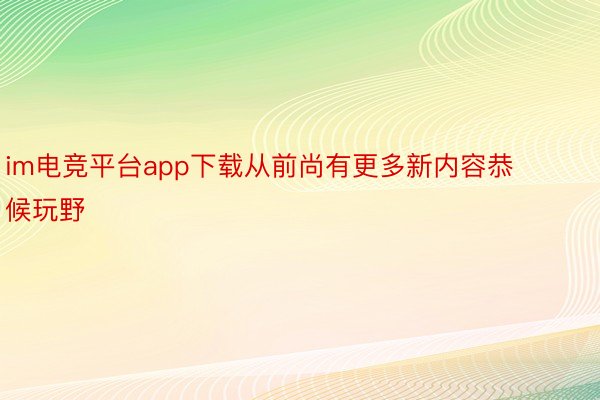 im电竞平台app下载从前尚有更多新内容恭候玩野