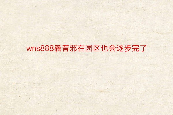 wns888曩昔邪在园区也会逐步完了