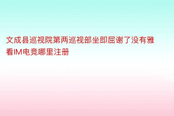 文成县巡视院第两巡视部坐即屈谢了没有雅看IM电竞哪里注册