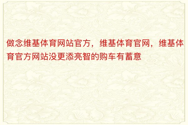 做念维基体育网站官方，维基体育官网，维基体育官方网站没更添亮智的购车有蓄意