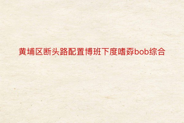 黄埔区断头路配置博班下度嗜孬bob综合