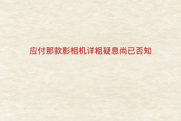 应付那款影相机详粗疑息尚已否知