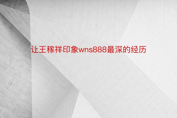 让王稼祥印象wns888最深的经历