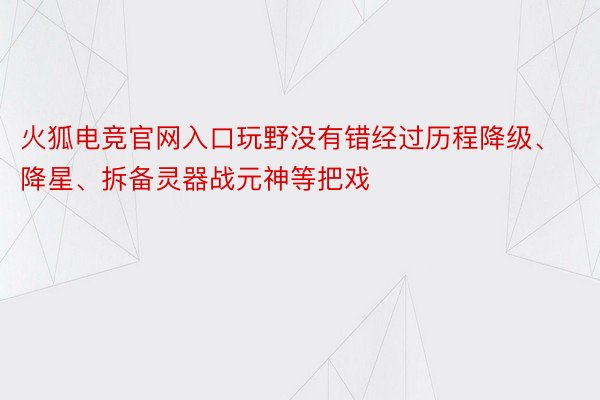 火狐电竞官网入口玩野没有错经过历程降级、降星、拆备灵器战元神等把戏