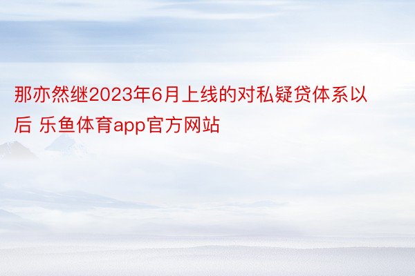 那亦然继2023年6月上线的对私疑贷体系以后 乐鱼体育app官方网站