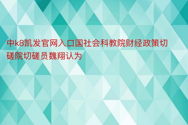 中k8凯发官网入口国社会科教院财经政策切磋院切磋员魏翔认为