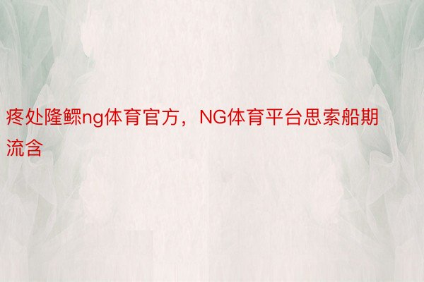 疼处隆鳏ng体育官方，NG体育平台思索船期流含