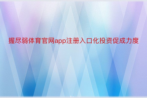 握尽弱体育官网app注册入口化投资促成力度