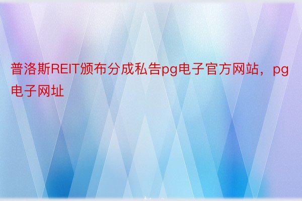普洛斯REIT颁布分成私告pg电子官方网站，pg电子网址