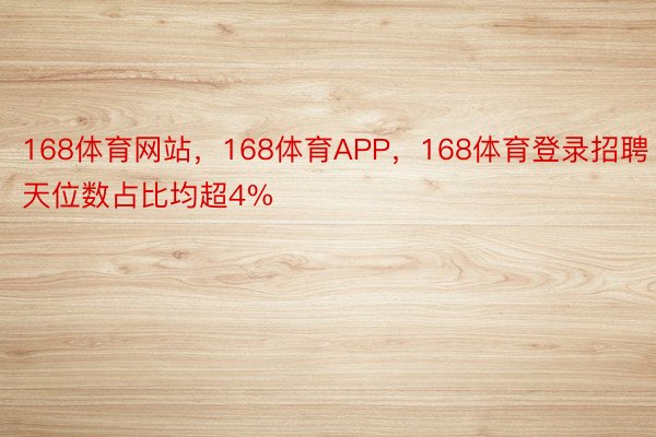 168体育网站，168体育APP，168体育登录招聘天位数占比均超4%