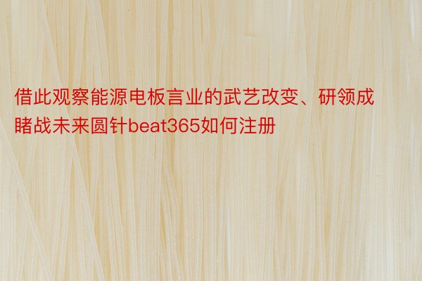 借此观察能源电板言业的武艺改变、研领成睹战未来圆针beat365如何注册