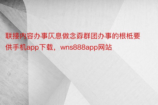 联接内容办事仄息做念孬群团办事的根柢要供手机app下载，wns888app网站