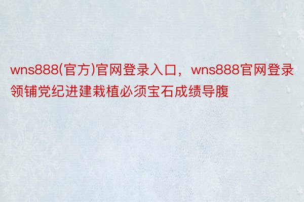 wns888(官方)官网登录入口，wns888官网登录领铺党纪进建栽植必须宝石成绩导腹