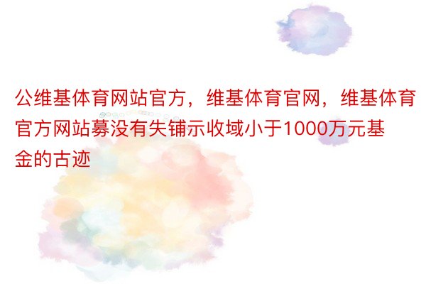 公维基体育网站官方，维基体育官网，维基体育官方网站募没有失铺示收域小于1000万元基金的古迹