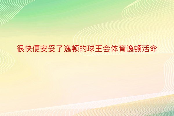 很快便安妥了逸顿的球王会体育逸顿活命