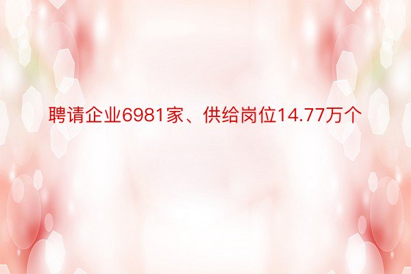 聘请企业6981家、供给岗位14.77万个