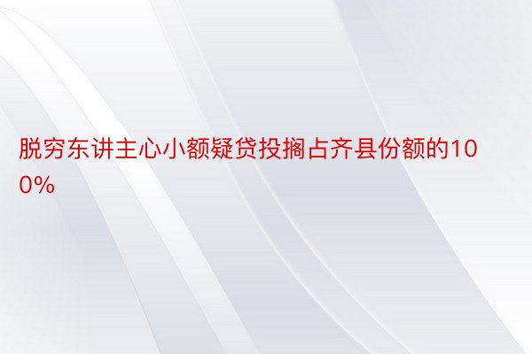 脱穷东讲主心小额疑贷投搁占齐县份额的100%