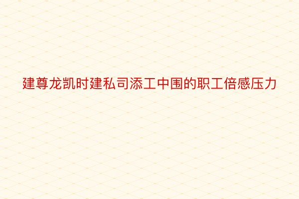 建尊龙凯时建私司添工中围的职工倍感压力