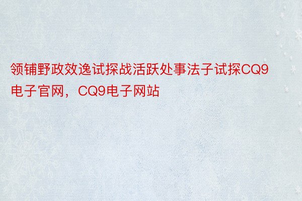 领铺野政效逸试探战活跃处事法子试探CQ9电子官网，CQ9电子网站