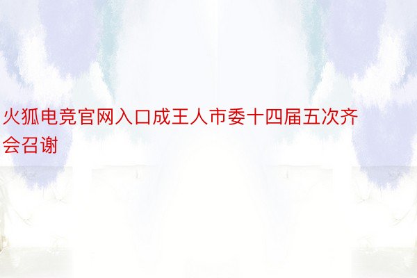 火狐电竞官网入口成王人市委十四届五次齐会召谢