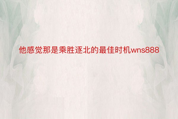 他感觉那是乘胜逐北的最佳时机wns888