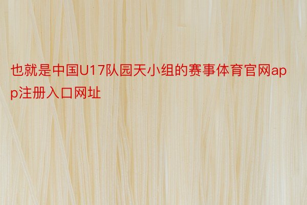 也就是中国U17队园天小组的赛事体育官网app注册入口网址