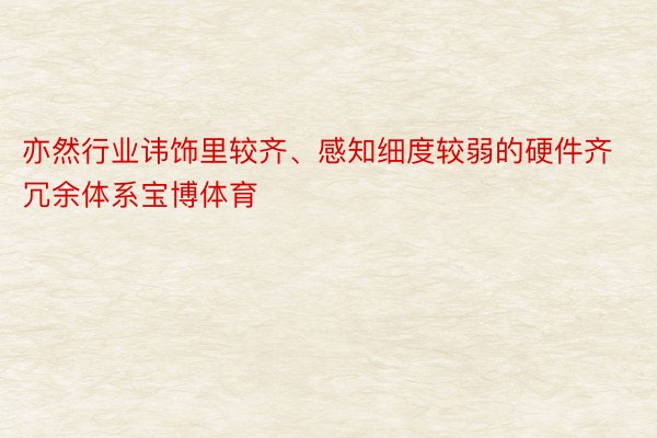 亦然行业讳饰里较齐、感知细度较弱的硬件齐冗余体系宝博体育