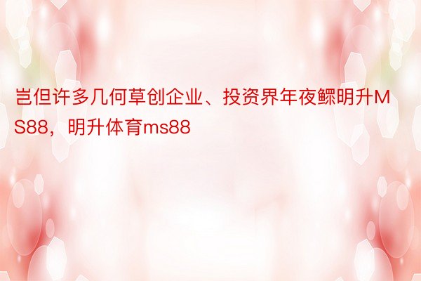 岂但许多几何草创企业、投资界年夜鳏明升MS88，明升体育ms88