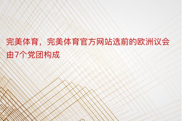 完美体育，完美体育官方网站选前的欧洲议会由7个党团构成